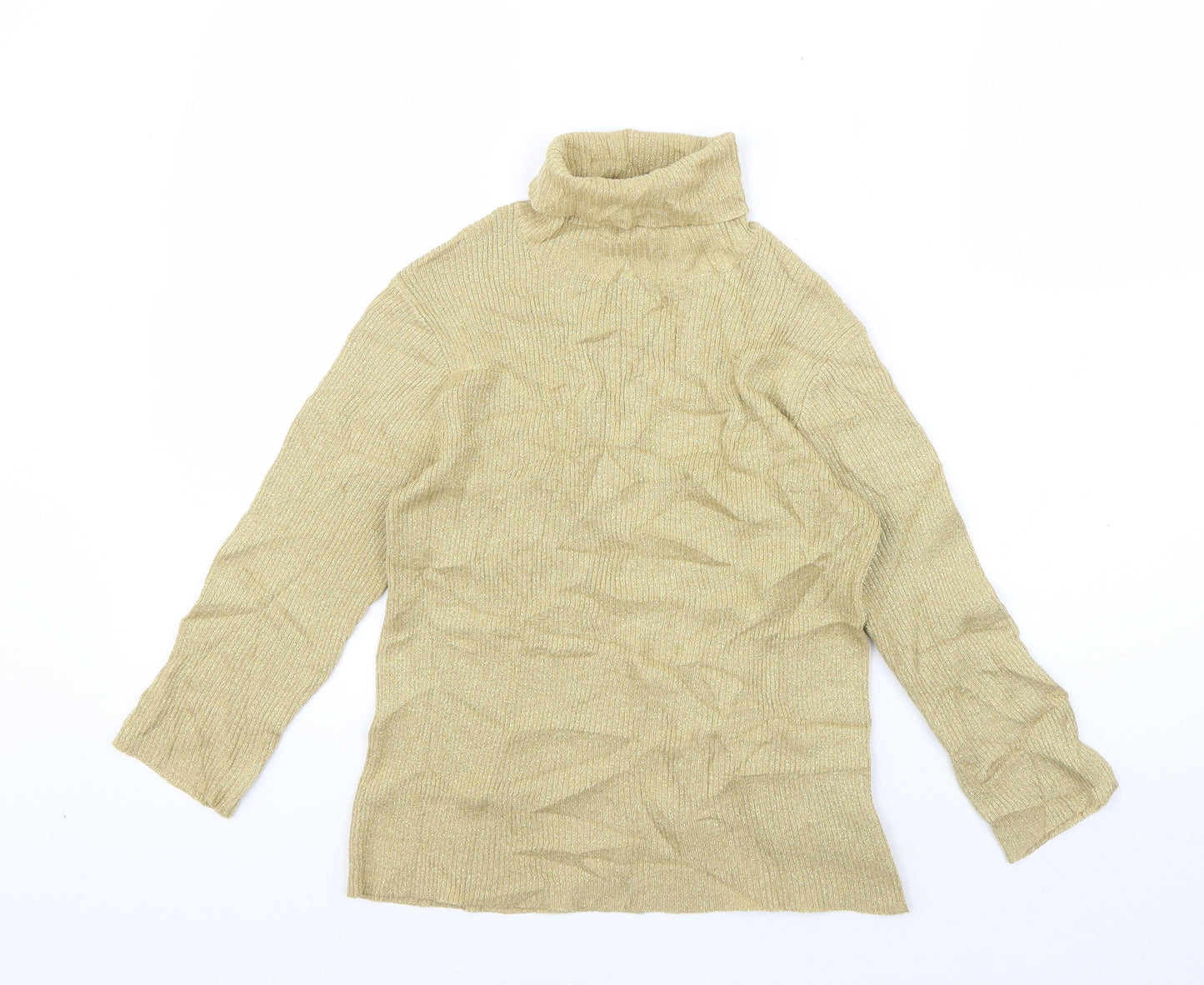 Miss Shop Womens Gold Roll Neck  Acrylic Pullover Jumper Size 12