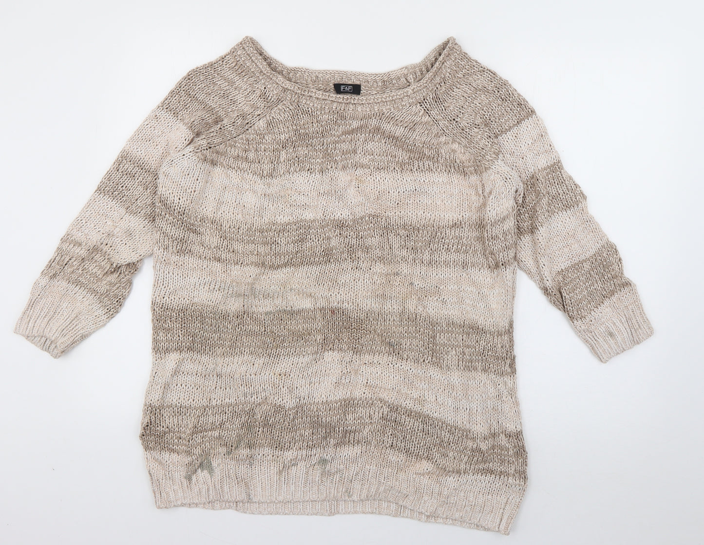 F&F Womens Pink Boat Neck Striped Cotton Pullover Jumper Size 20