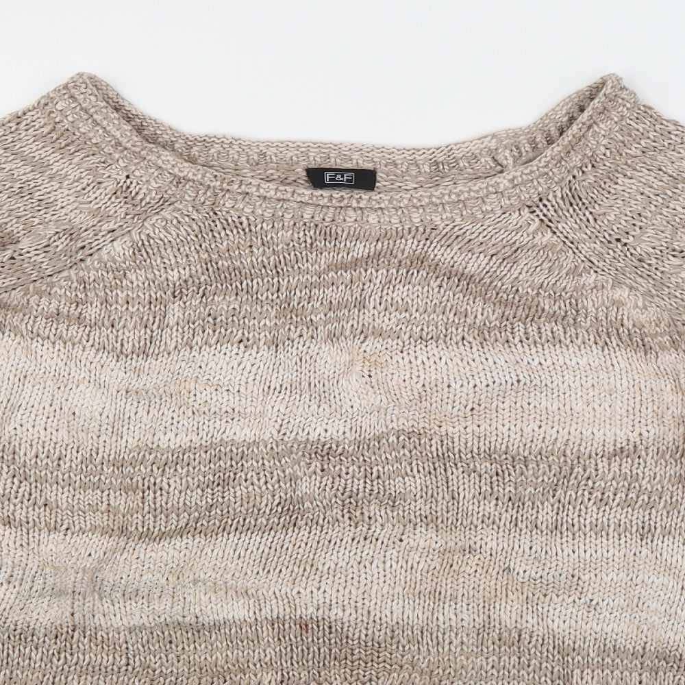 F&F Womens Pink Boat Neck Striped Cotton Pullover Jumper Size 20