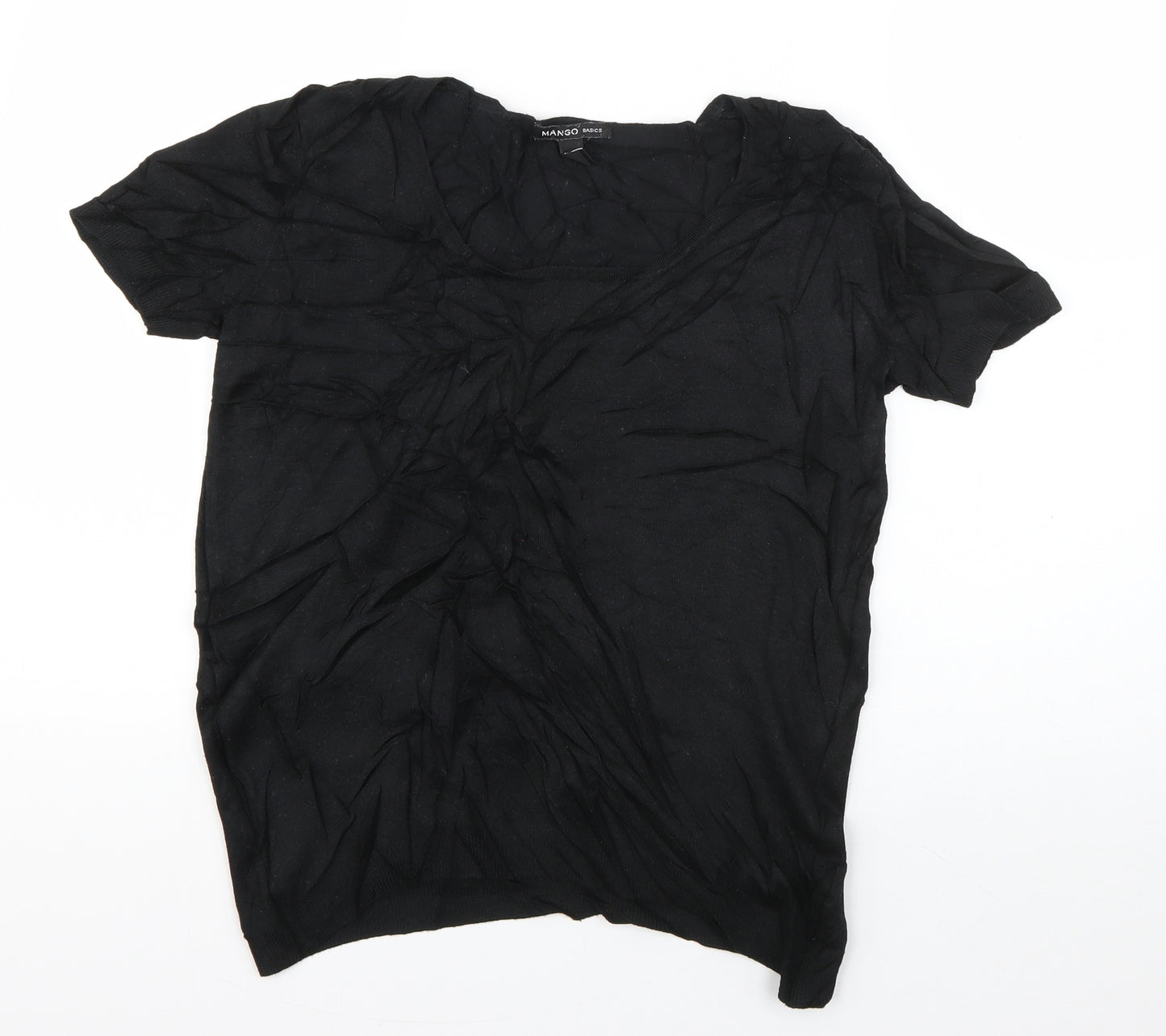 Mango Womens Black  Acrylic Basic T-Shirt Size M Scoop Neck