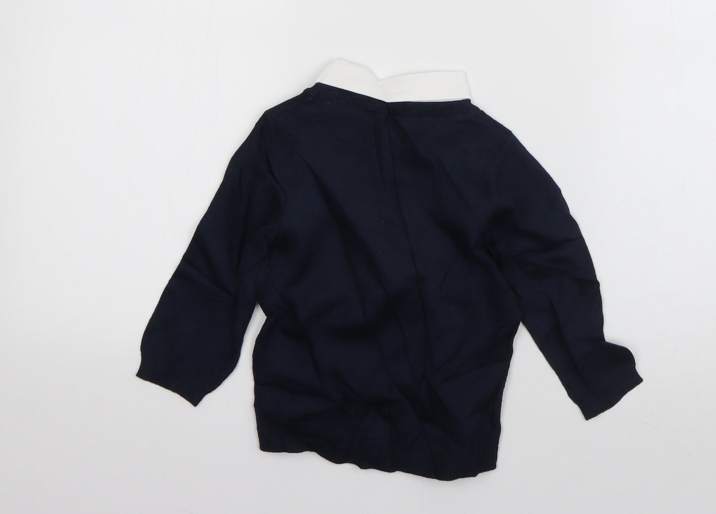 H&M Boys Blue Collared  Cotton Pullover Jumper Size 12 Years  Pullover