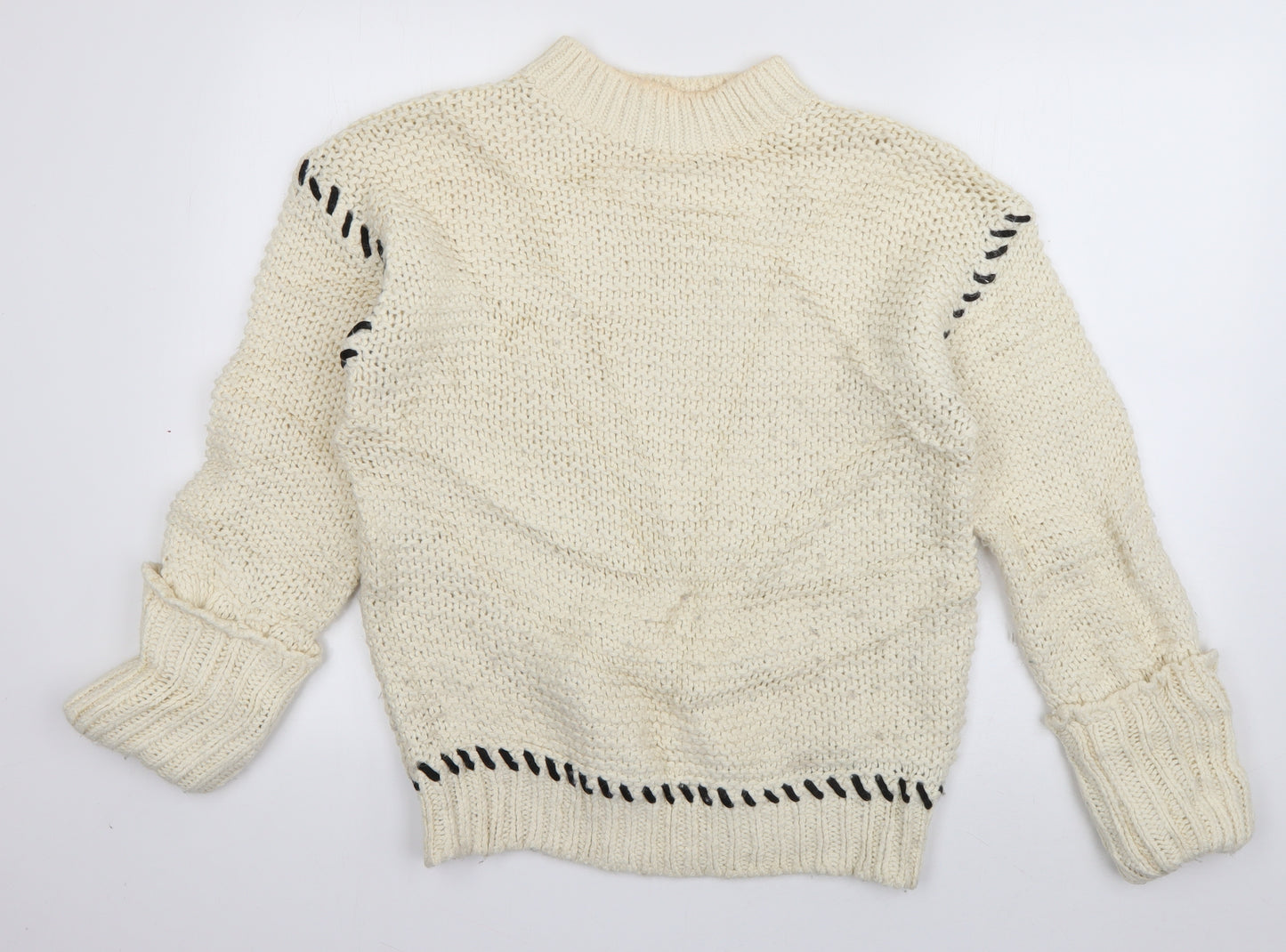 Topshop Womens Ivory High Neck  Acrylic Pullover Jumper Size S