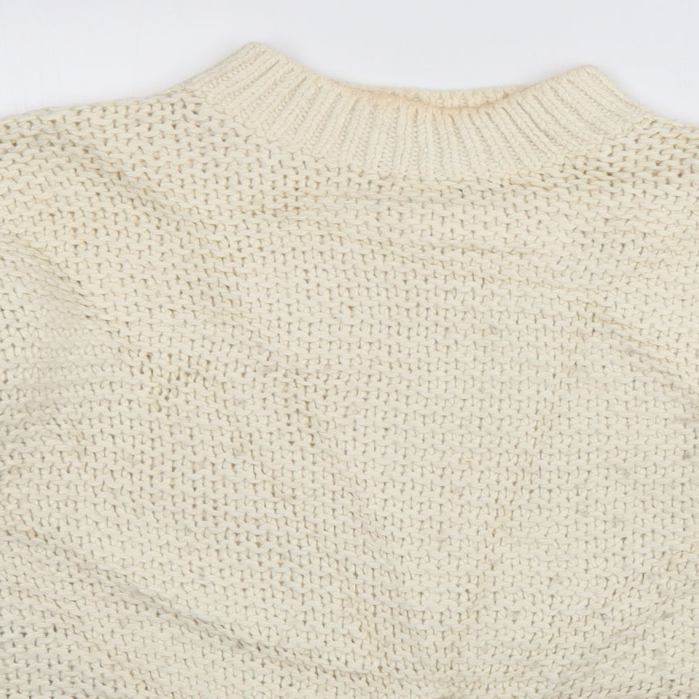 Topshop Womens Ivory High Neck  Acrylic Pullover Jumper Size S
