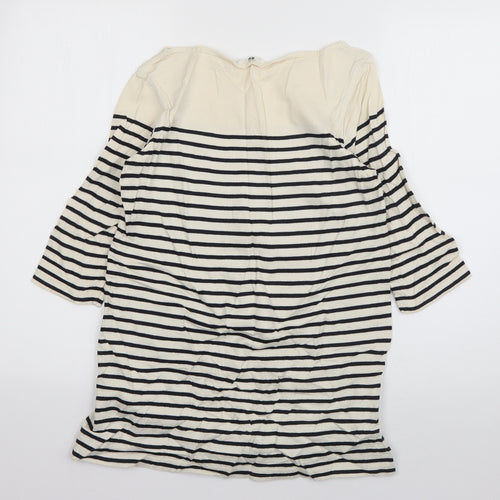 Uniqlo Womens Ivory Boat Neck Striped Cotton Pullover Jumper Size M