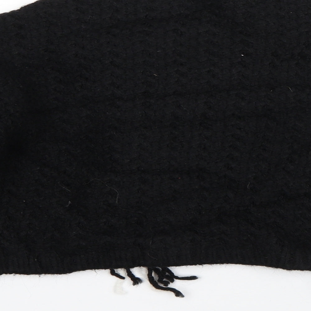 Topshop Womens Black Crew Neck  Acrylic Pullover Jumper Size 6