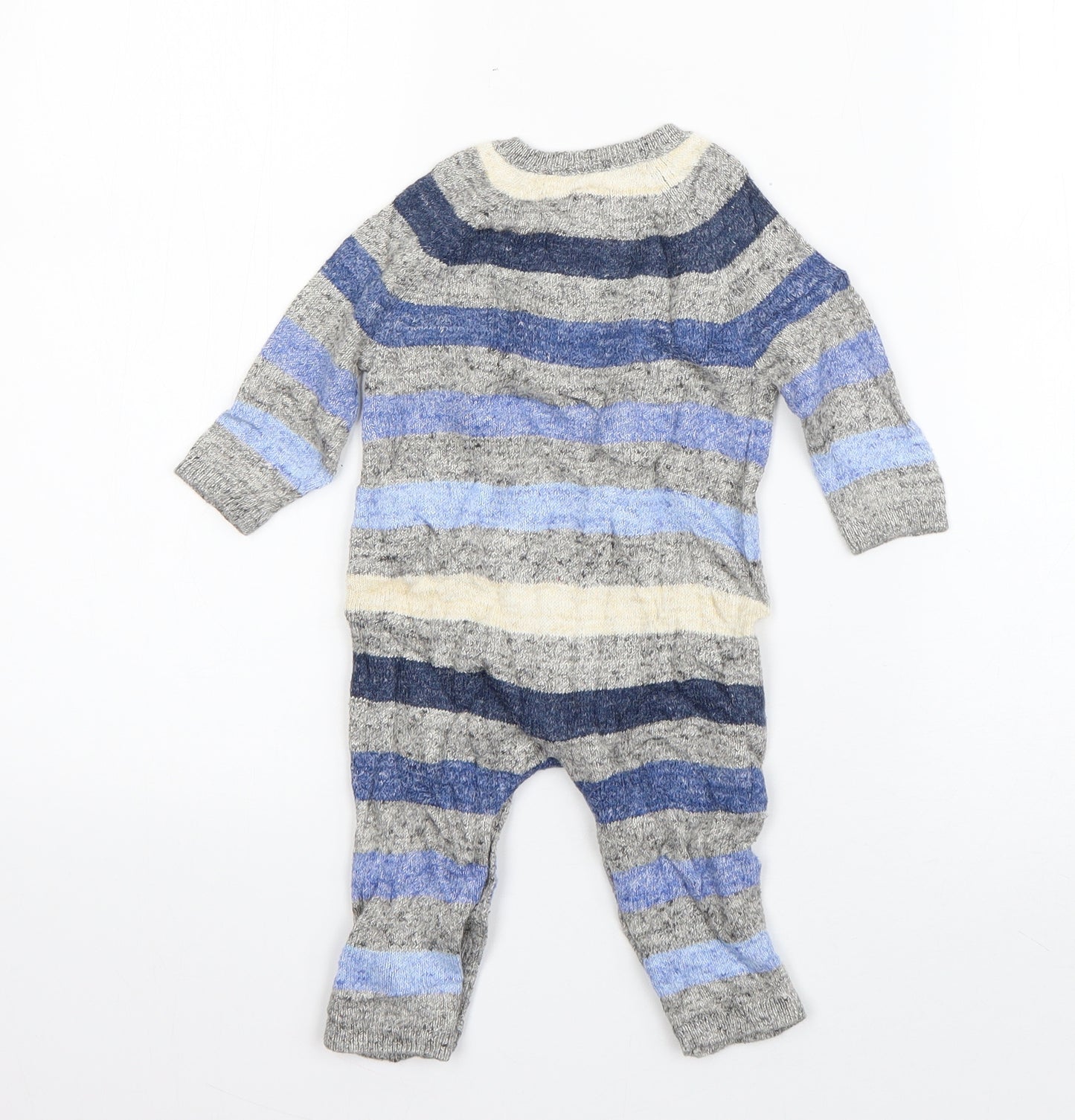 Gap Boys Grey Striped Cotton Babygrow One-Piece Size 3-6 Months  Button
