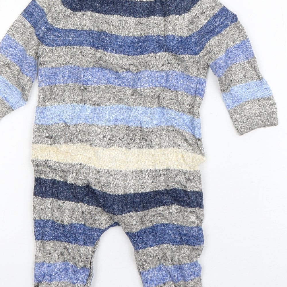 Gap Boys Grey Striped Cotton Babygrow One-Piece Size 3-6 Months  Button