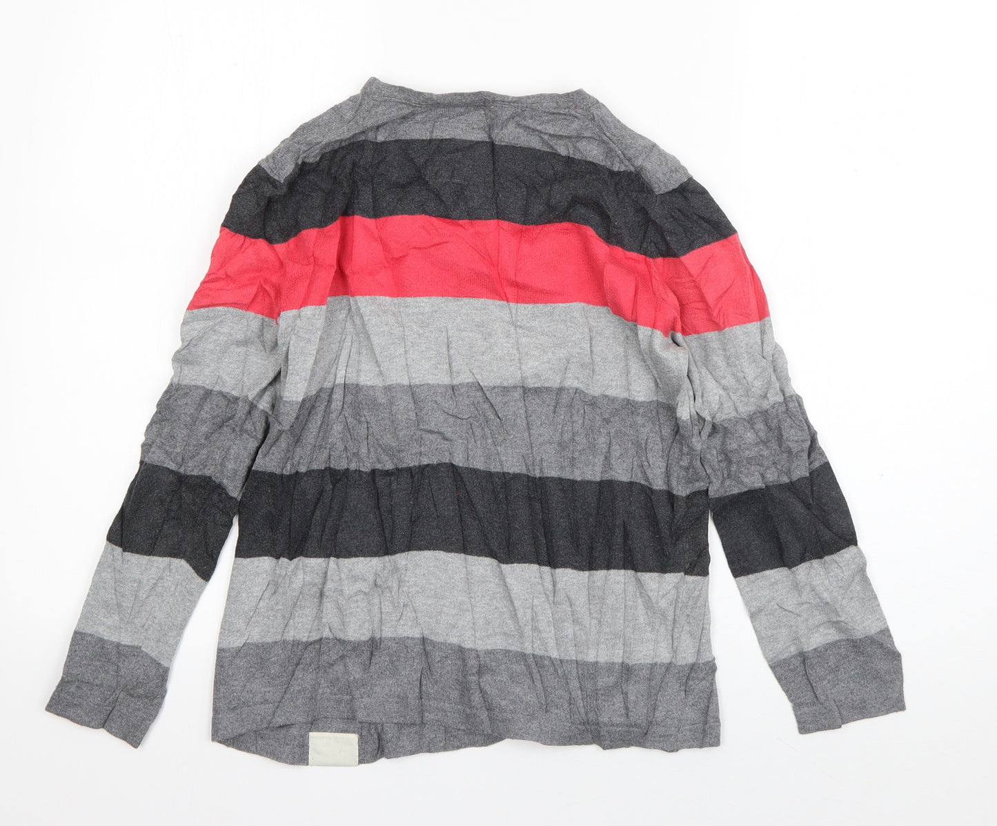 Zara Boys Grey V-Neck Striped Cotton Pullover Jumper Size 11-12 Years  Pullover