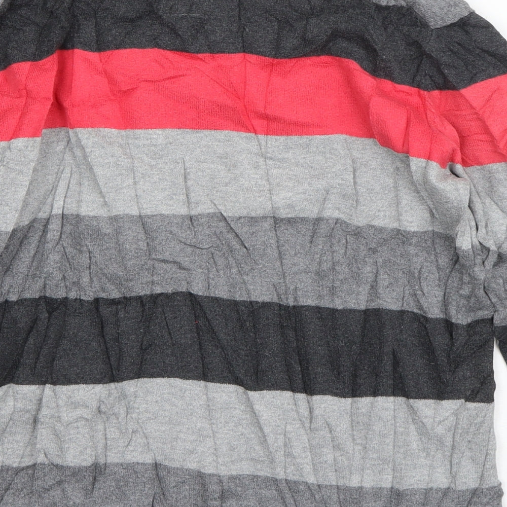 Zara Boys Grey V-Neck Striped Cotton Pullover Jumper Size 11-12 Years  Pullover