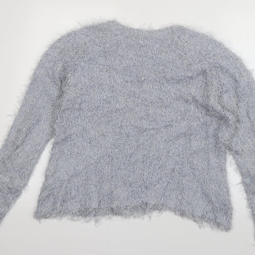 Peacocks Womens Blue Round Neck  Acrylic Pullover Jumper Size L