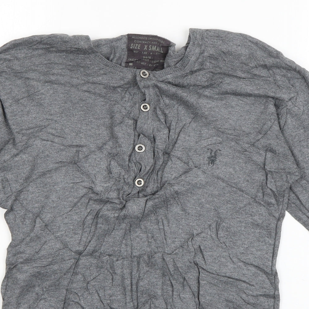 AllSaints Mens Grey  Cotton  T-Shirt Size XS Round Neck