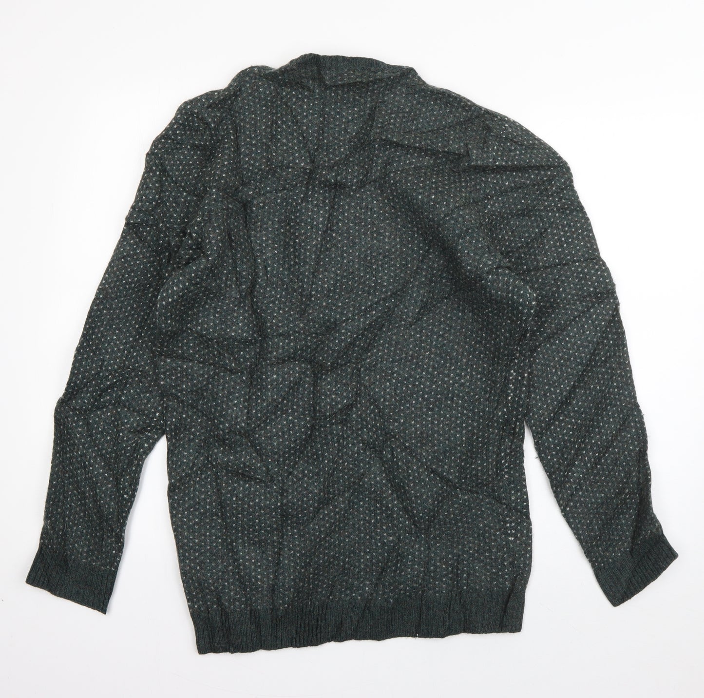 ASOS Mens Green Round Neck Polka Dot Wool Pullover Jumper Size XL