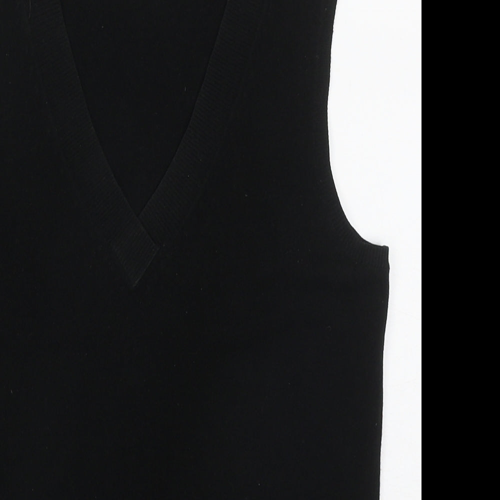 NEXT Womens Black V-Neck  Acrylic Vest Jumper Size 10
