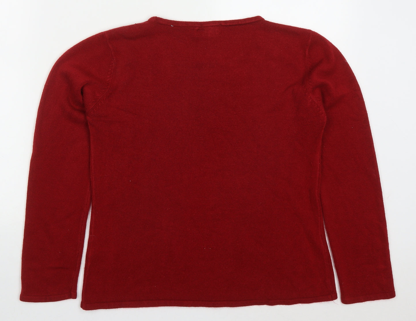 Bonmarché Womens Red Round Neck  Acrylic Pullover Jumper Size S