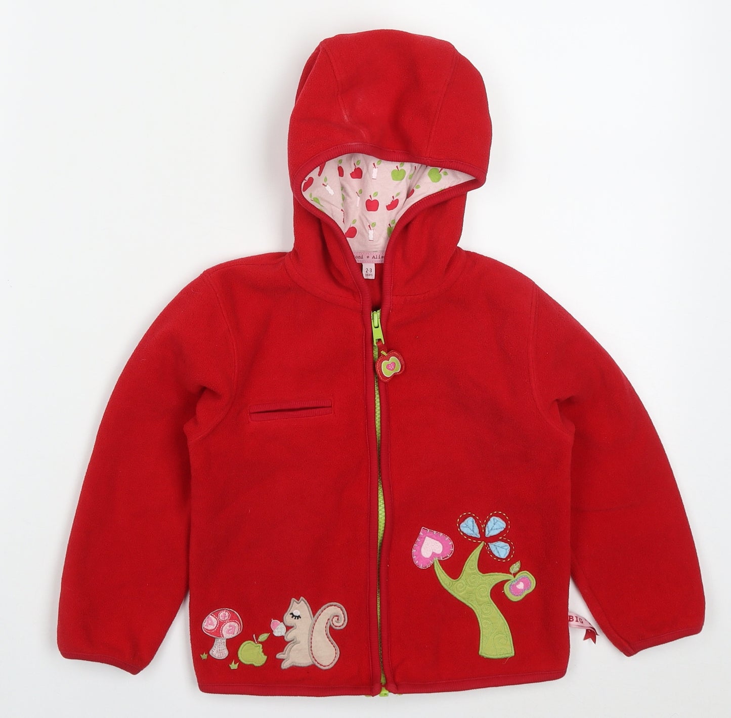 Debenhams Girls Red   Jacket  Size 2-3 Years  Zip - Squirrel