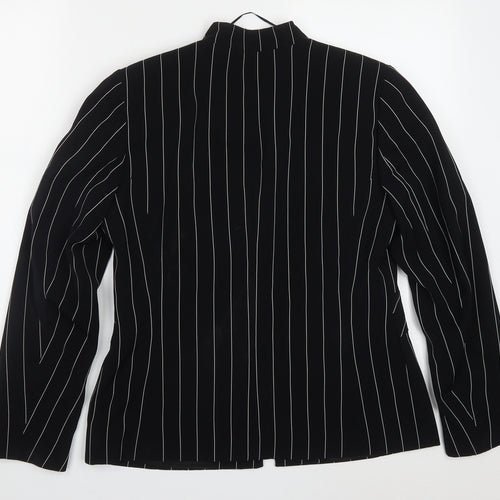 Roman Womens Black Striped Polyester Jacket Suit Jacket Size 14