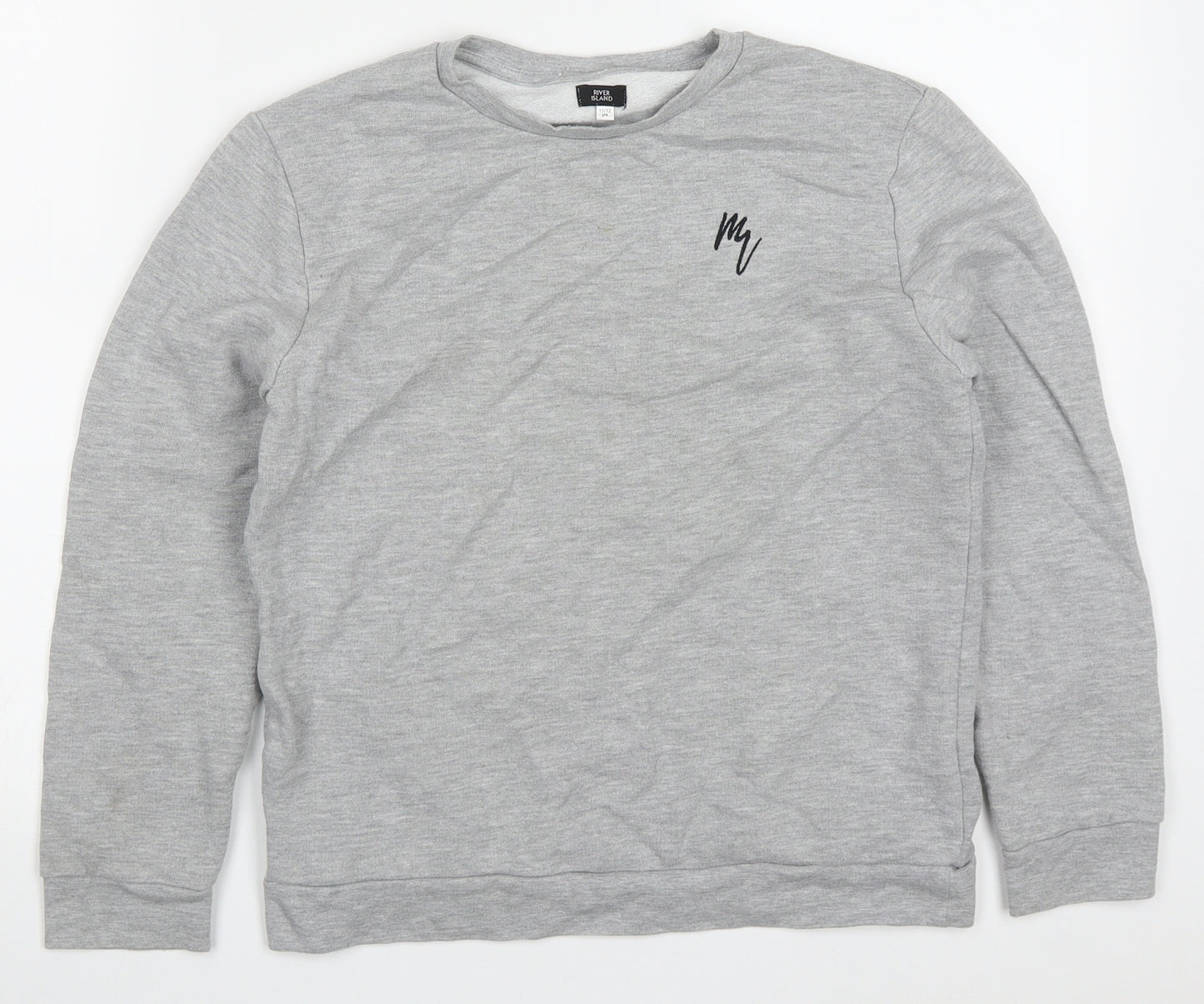 River Island Boys Grey  Cotton Pullover Sweatshirt Size 11-12 Years  Pullover