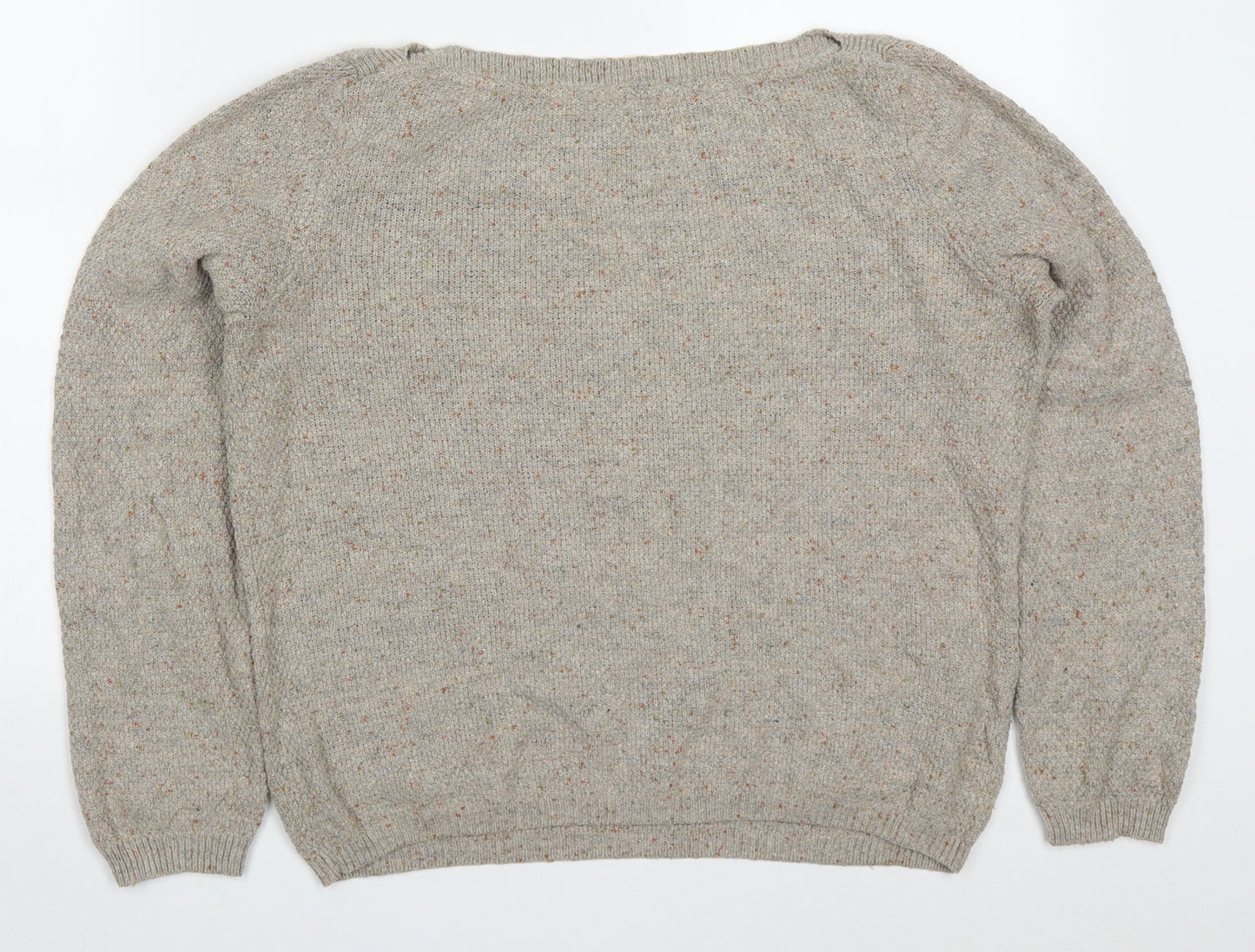 Fat Face Womens Beige Round Neck  Cotton Pullover Jumper Size 16