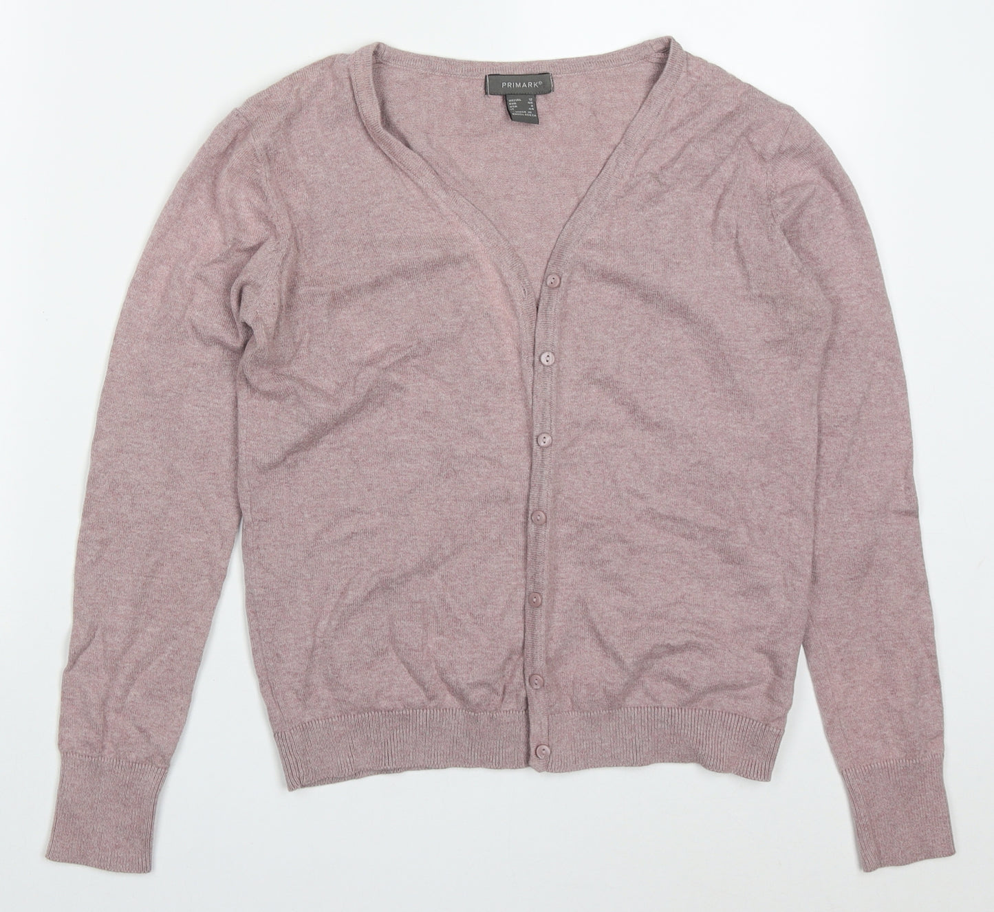 Primark Womens Pink V-Neck  Cotton Cardigan Jumper Size 12