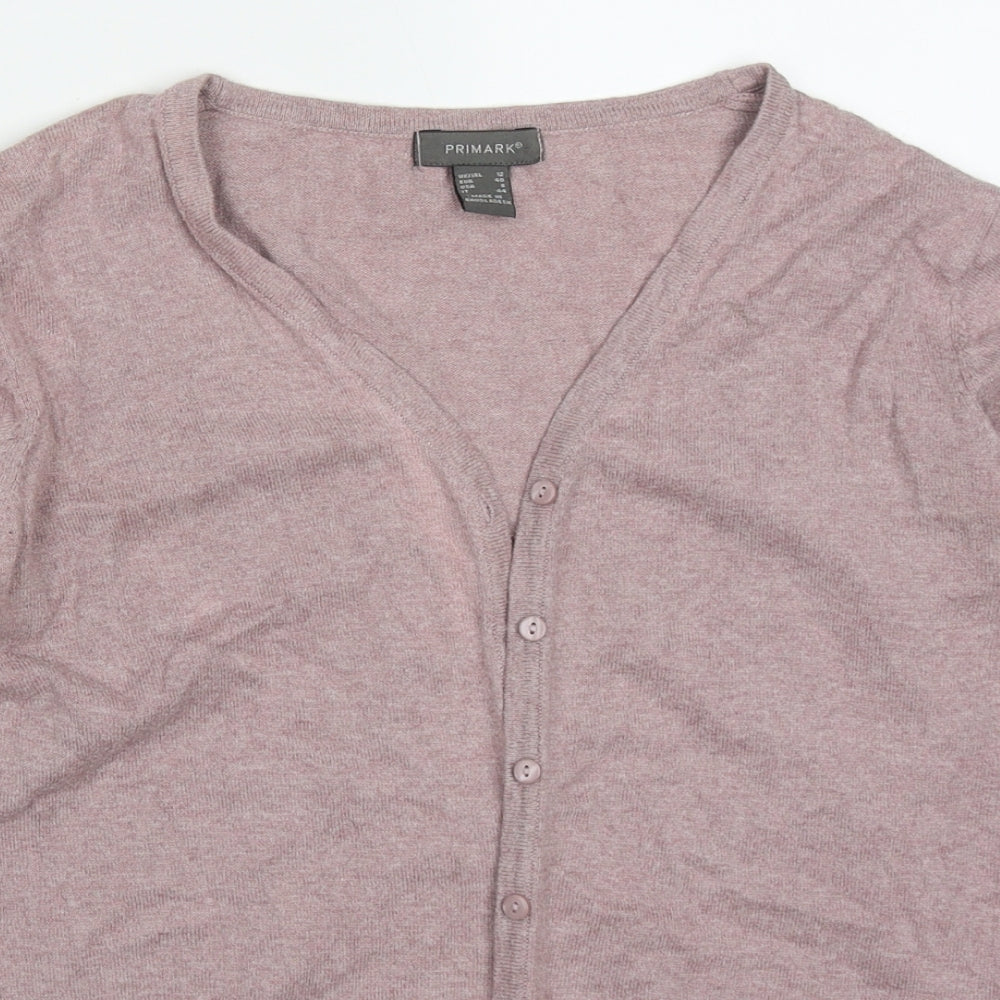 Primark Womens Pink V-Neck  Cotton Cardigan Jumper Size 12
