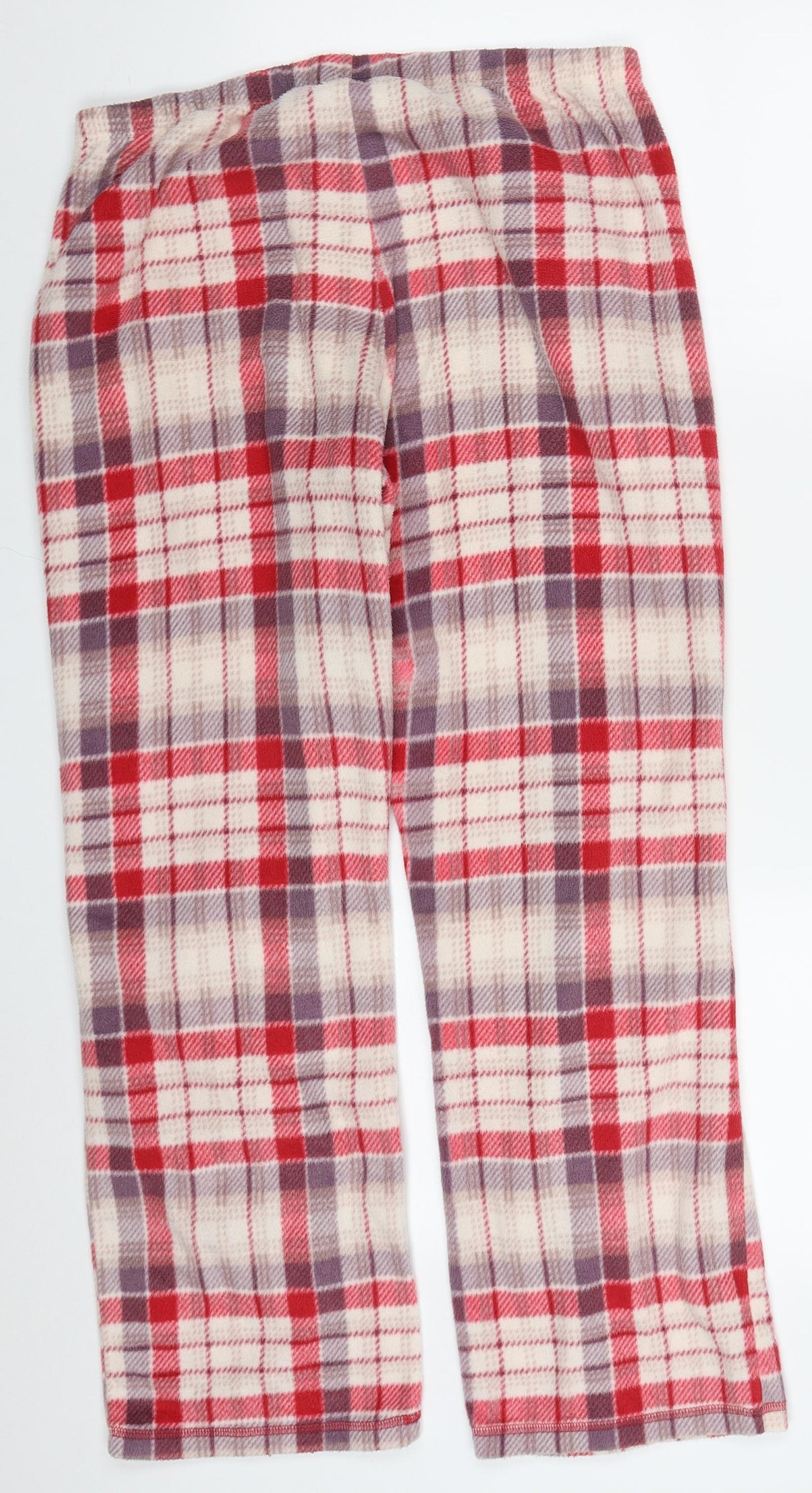 Marks and Spencer Womens Red Check Polyester Trousers  Size 12 L27 in Regular  - Pyjama Pants