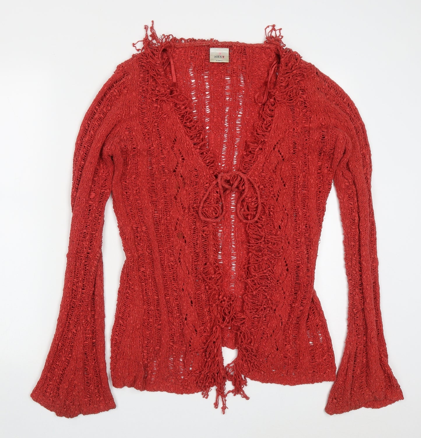 NEXT Womens Red V-Neck  Cotton Cardigan Jumper Size XS