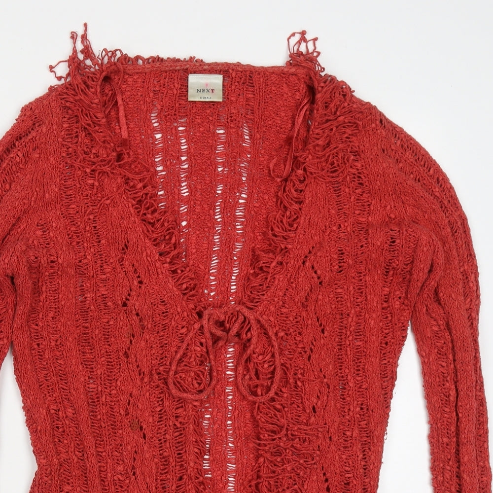 NEXT Womens Red V-Neck  Cotton Cardigan Jumper Size XS
