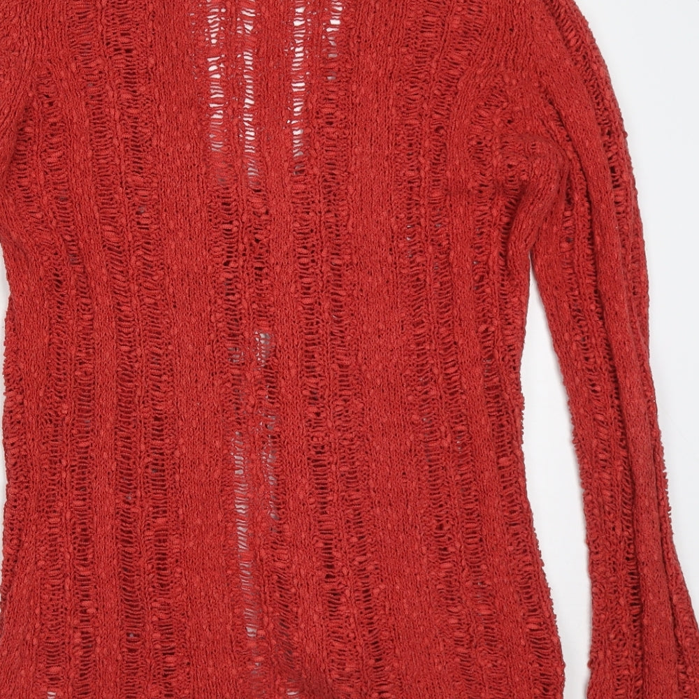 NEXT Womens Red V-Neck  Cotton Cardigan Jumper Size XS