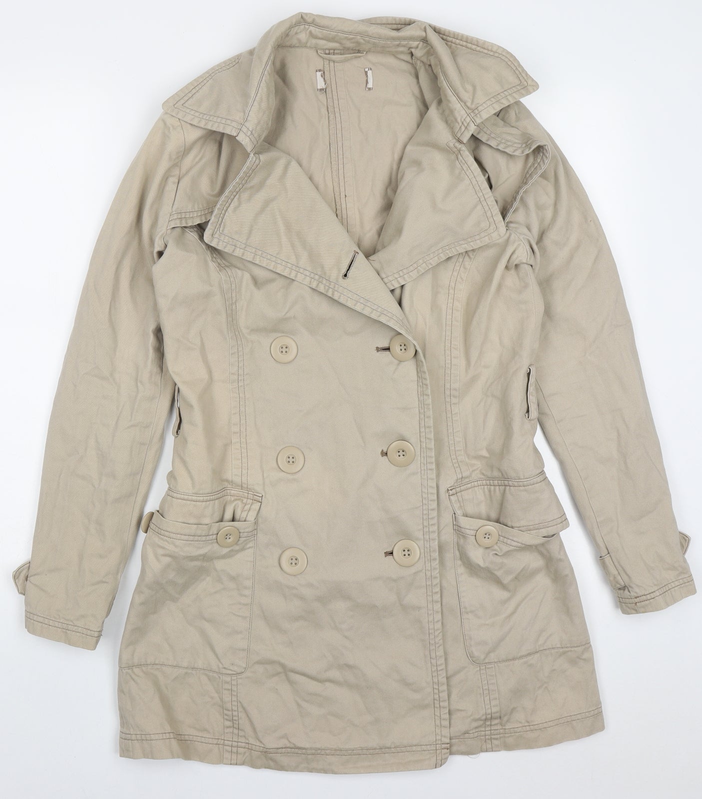 Cherokee Womens Beige   Trench Coat Coat Size 12  Button
