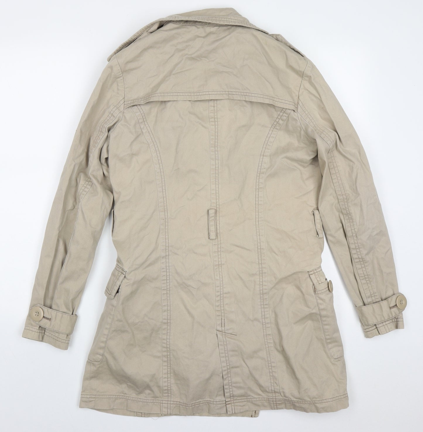 Cherokee Womens Beige   Trench Coat Coat Size 12  Button