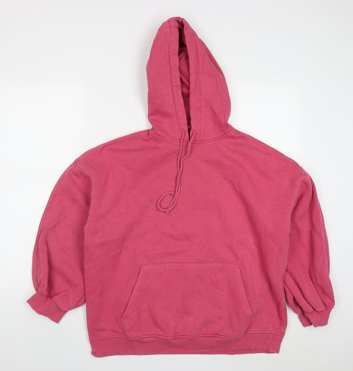 H&M Womens Pink Cotton Pullover Hoodie Size S Pullover