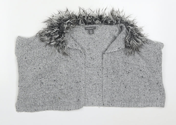 Primark Girls Grey Collared  Acrylic Cardigan Jumper Size 3-4 Years