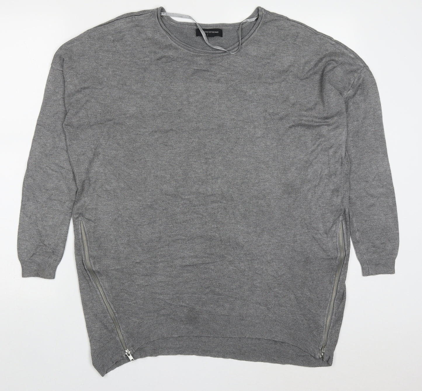 Atmosphere Womens Grey Round Neck  Viscose Pullover Jumper Size 14