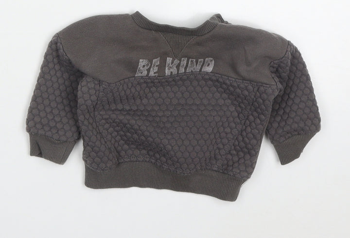 Primark Boys Grey Cotton Basic T-Shirt Size 0-3 Months Crew Neck Pullover - Be Kind