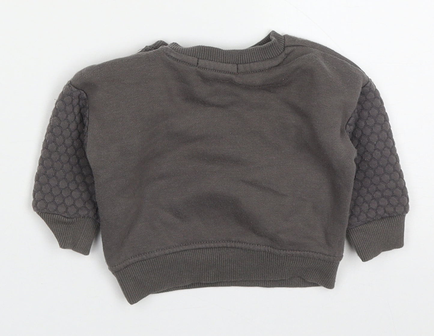 Primark Boys Grey  Cotton Basic T-Shirt Size 0-3 Months Crew Neck Pullover - Be Kind