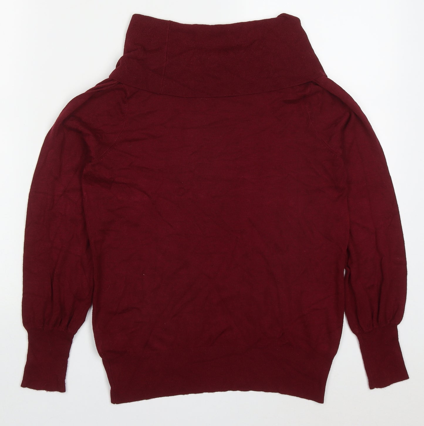 Marks and Spencer Womens Red Roll Neck  Viscose Pullover Jumper Size 12