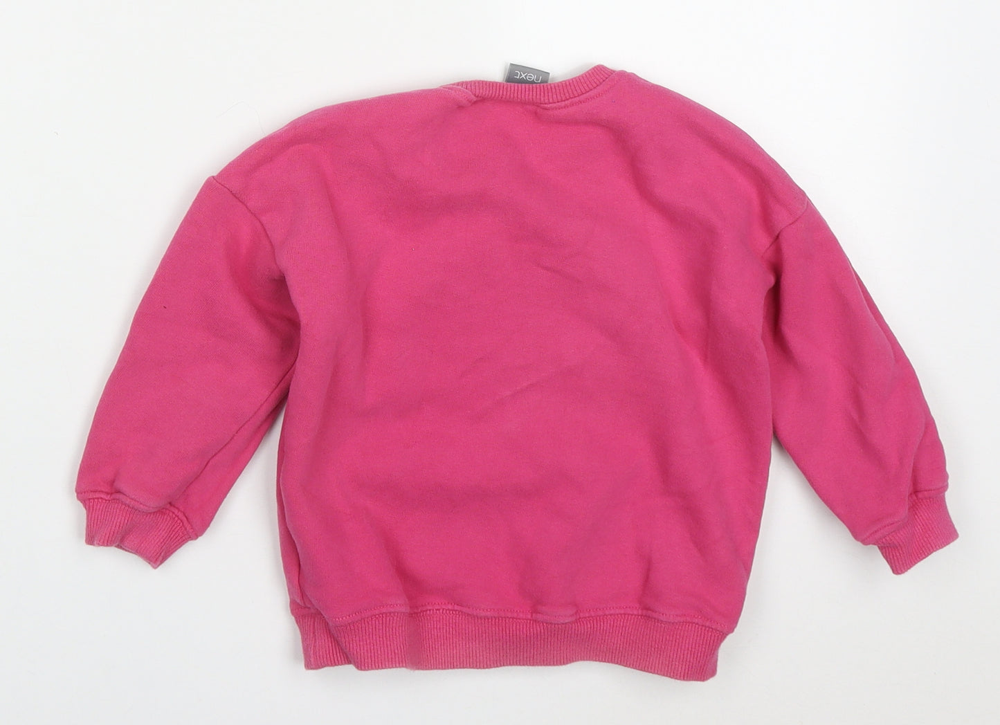 NEXT Girls Pink  Cotton Pullover Sweatshirt Size 2-3 Years  Pullover - Rainbow Unicorn