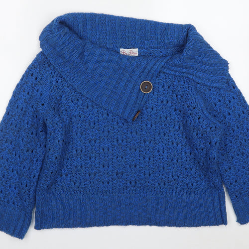 Be Beau Womens Blue Roll Neck  Acrylic Pullover Jumper Size 18