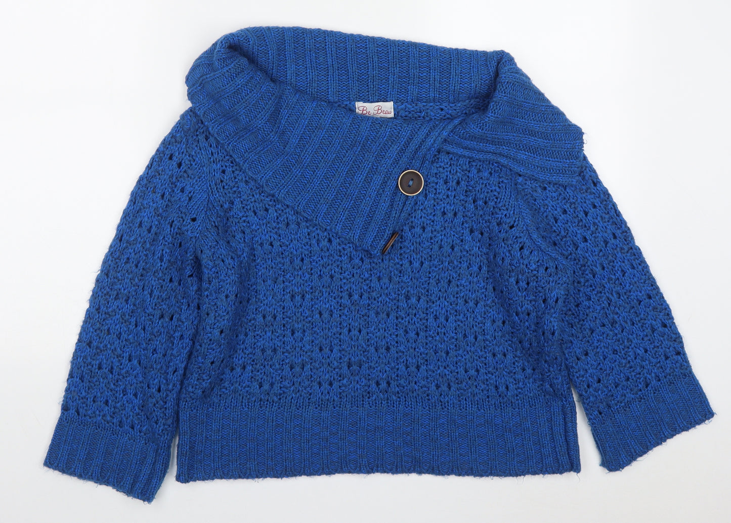 Be Beau Womens Blue Roll Neck  Acrylic Pullover Jumper Size 18