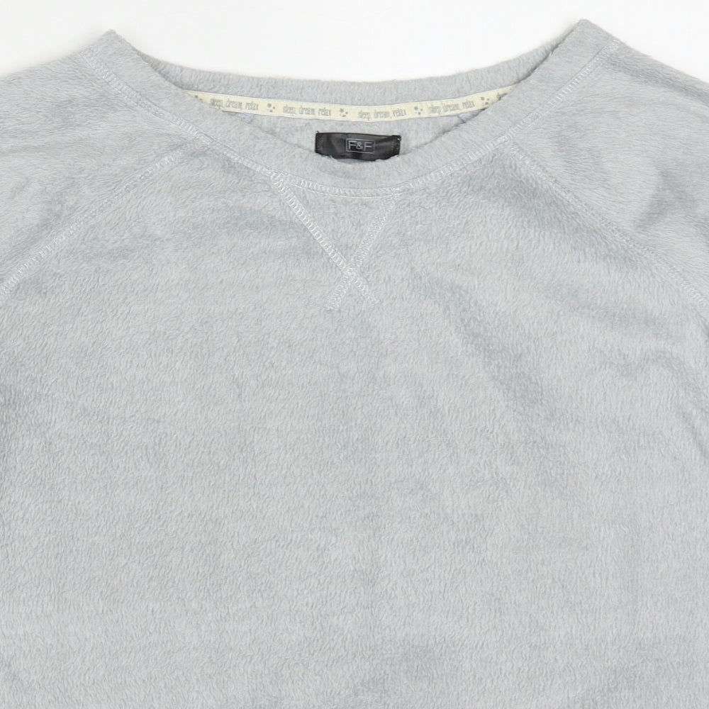 F&F Womens Grey Solid Polyester Top Pyjama Top Size M