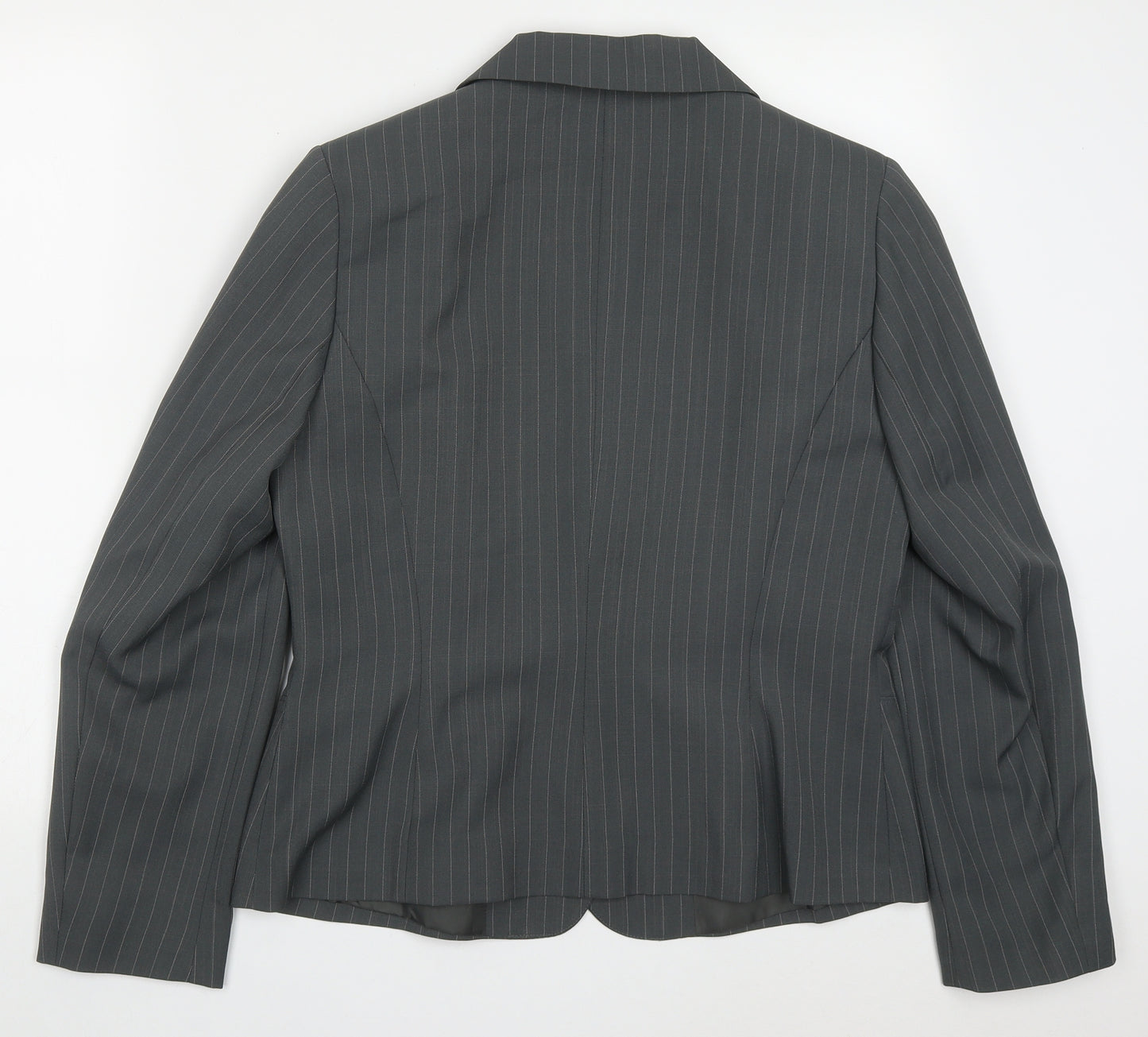 George Womens Grey Striped Polyester Jacket Suit Jacket Size 14