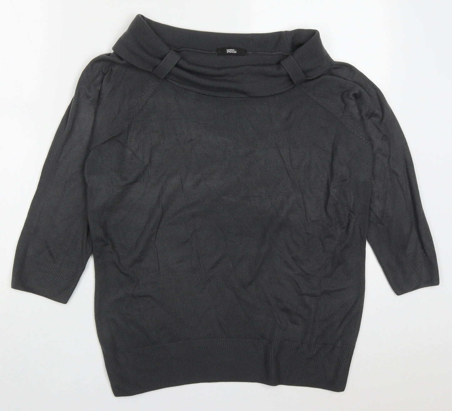 Marks and Spencer Womens Grey Roll Neck  Acrylic Pullover Jumper Size 16