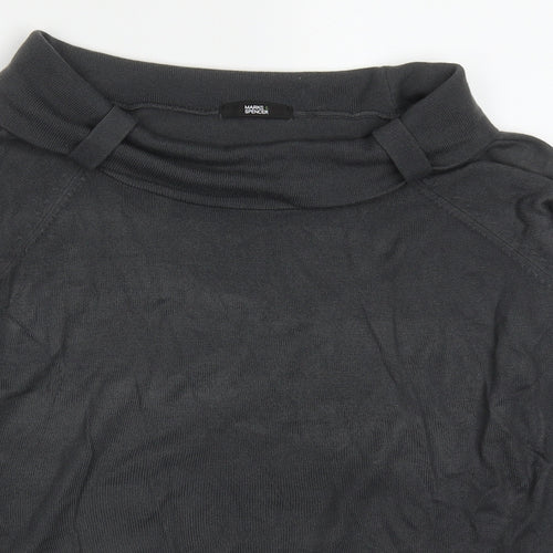 Marks and Spencer Womens Grey Roll Neck  Acrylic Pullover Jumper Size 16