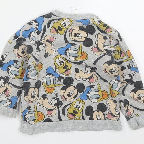 C&A Boys Grey  Cotton Basic T-Shirt Size 12 Months Crew Neck Pullover - Mickey Donald Goofy