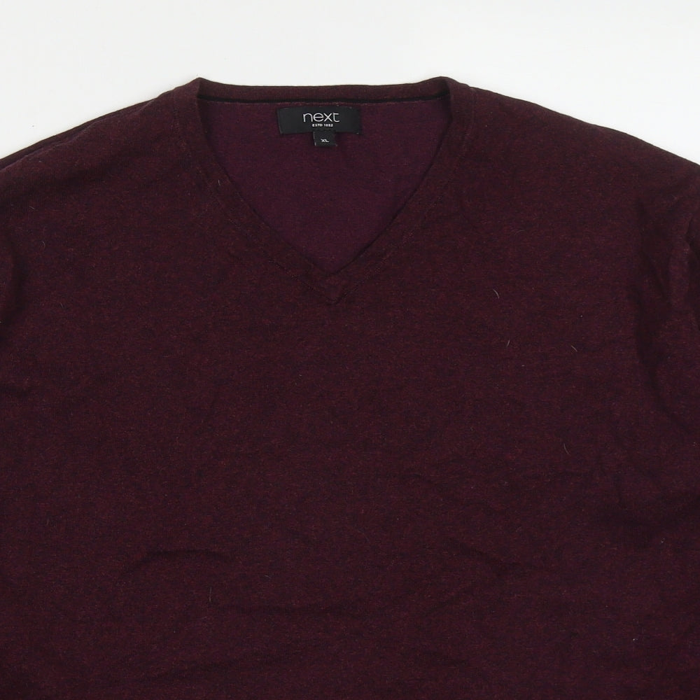 NEXT Mens Purple V-Neck  Cotton Pullover Jumper Size XL