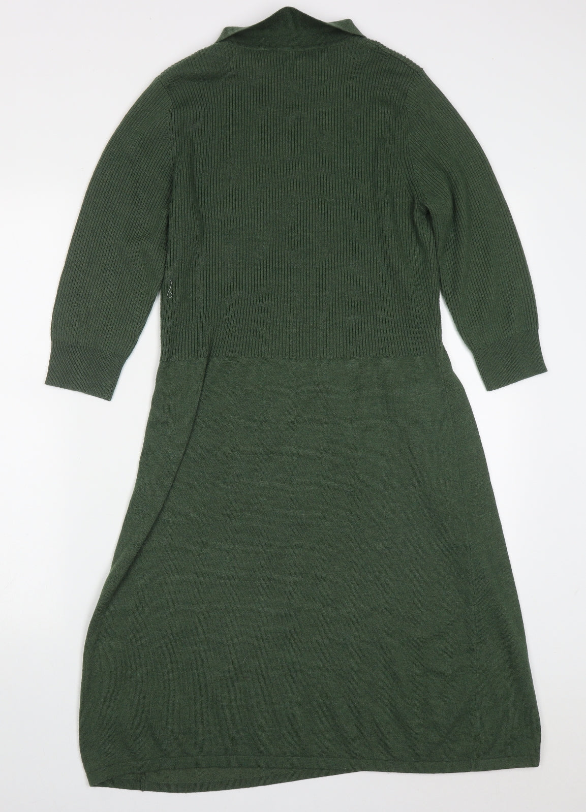 TU Womens Green  Polyester Jumper Dress  Size 12  Collared Pullover