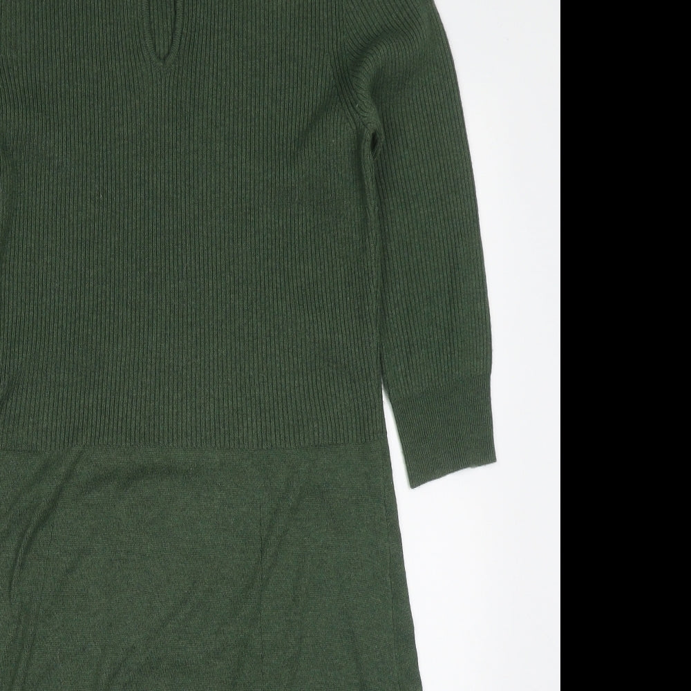 TU Womens Green  Polyester Jumper Dress  Size 12  Collared Pullover