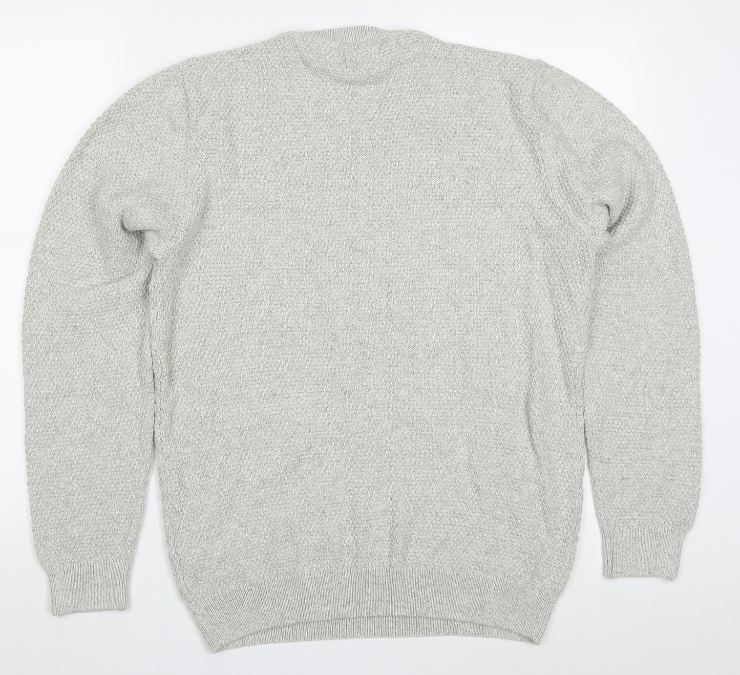 Marks and Spencer Mens Grey Round Neck  Cotton Pullover Jumper Size L