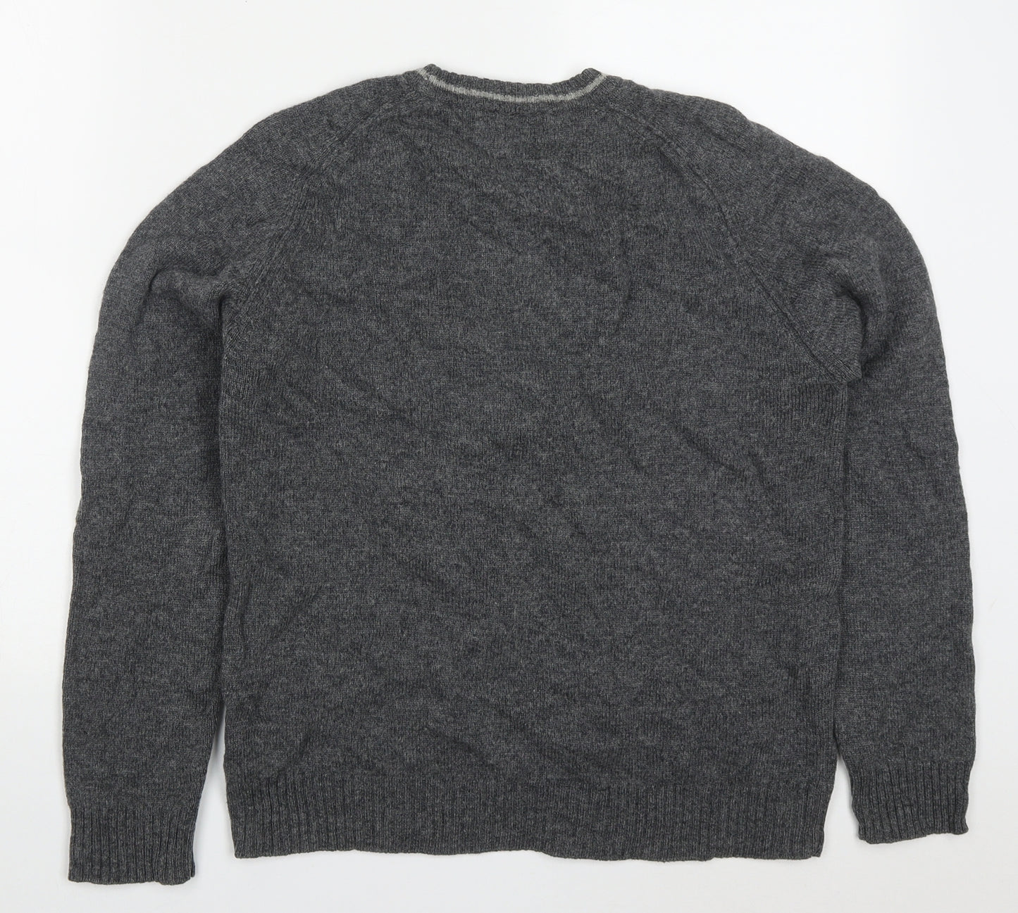 Springfield Mens Grey Round Neck  Wool Pullover Jumper Size S