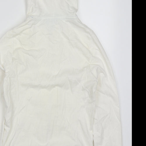 Stradivarius Womens White  Cotton Full Zip Hoodie Size S  Zip - High Five